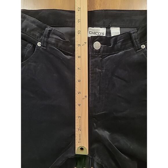 Chico’s Black Velvet Pants Women’s Sz 1.5 (M/L) Bootcut High Rise Regular EUC - Picture 3 of 6